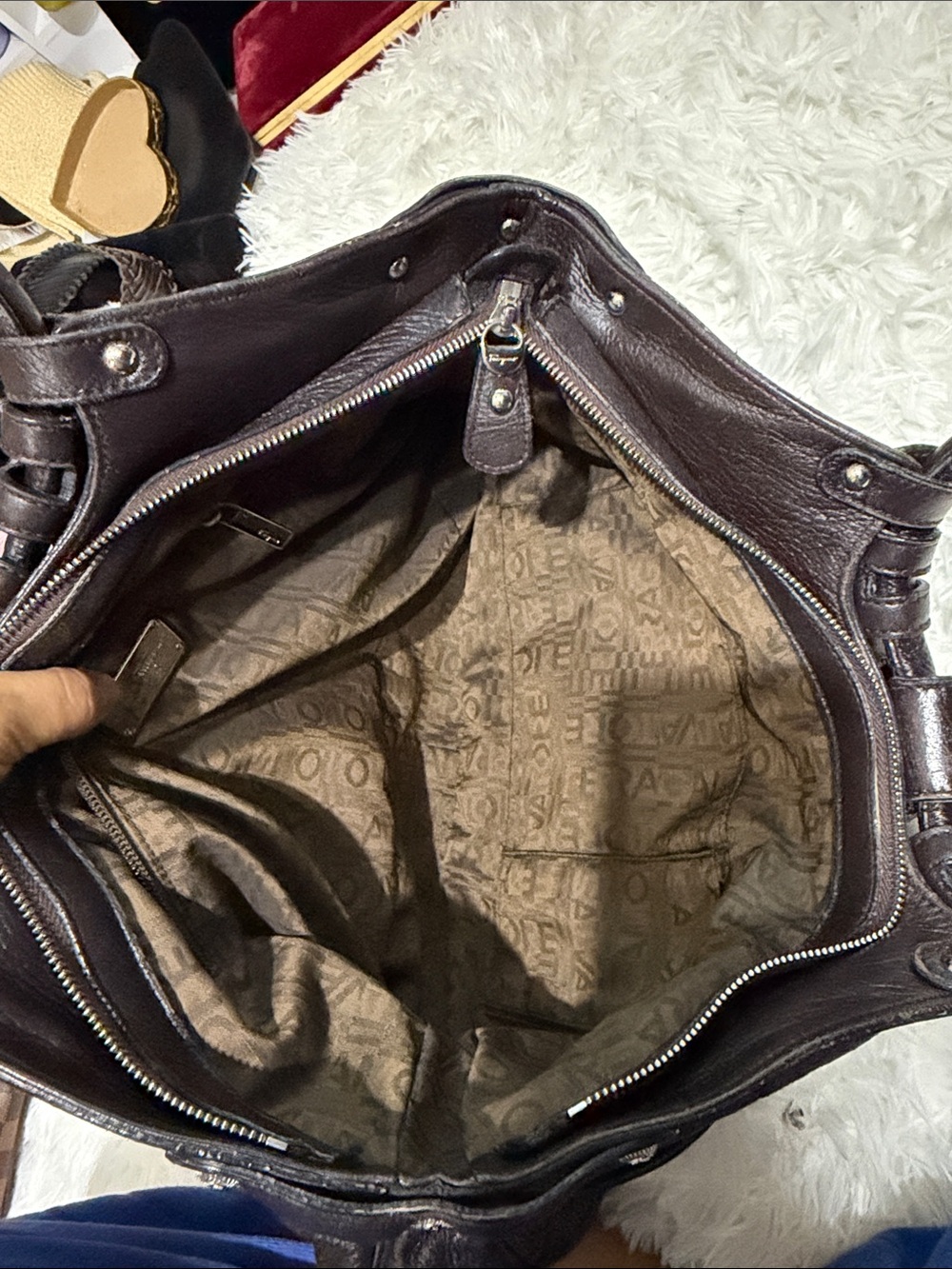Salvatore Ferragamo Dark Brown Pebbled Leather Shoulder Bag - Picture 9 of 9